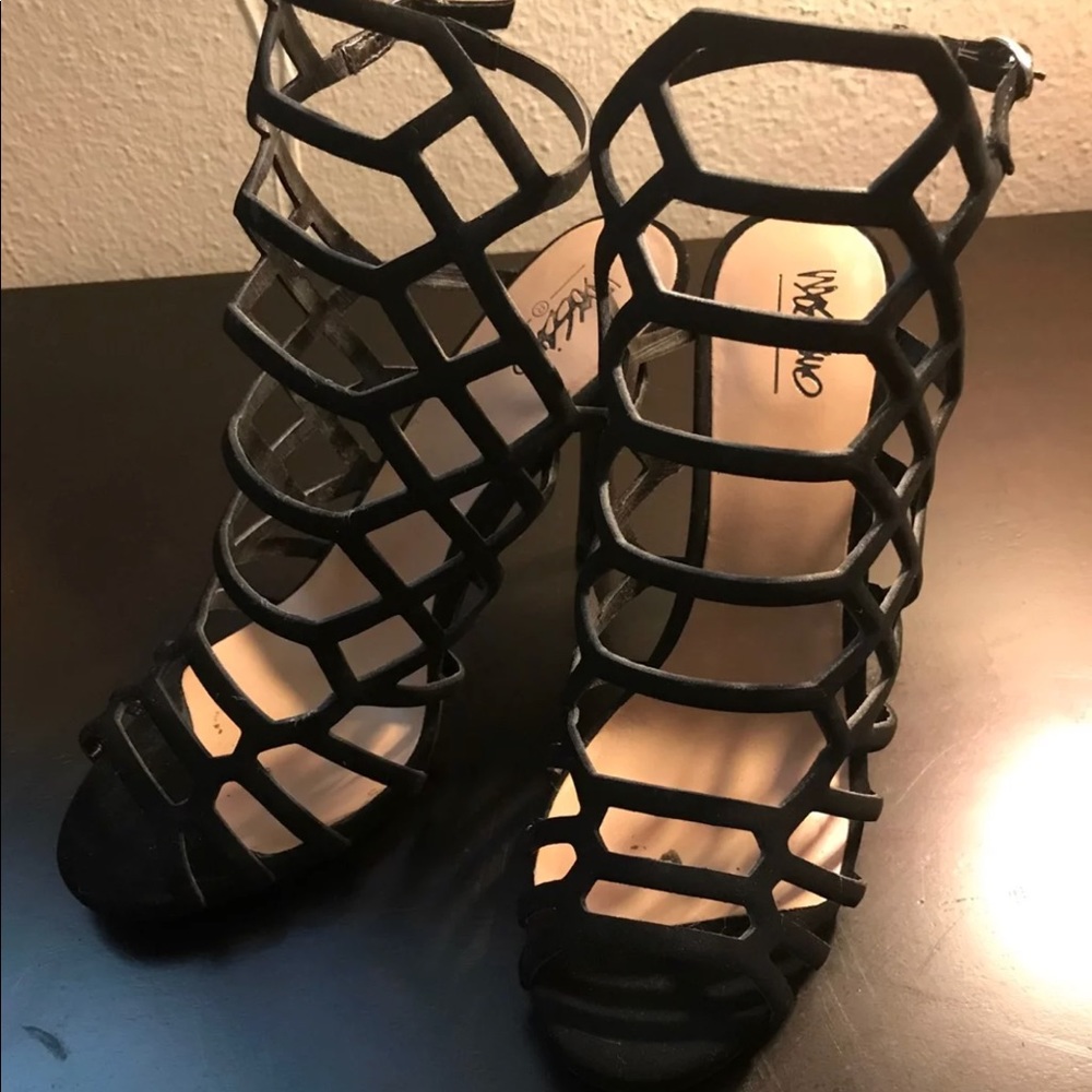 Black strappy heels